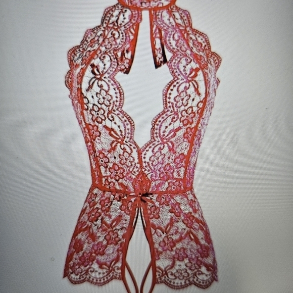 NEW Poteti Crotchless Red Lace Backless Bodysuit XXXL - Picture 7 of 10